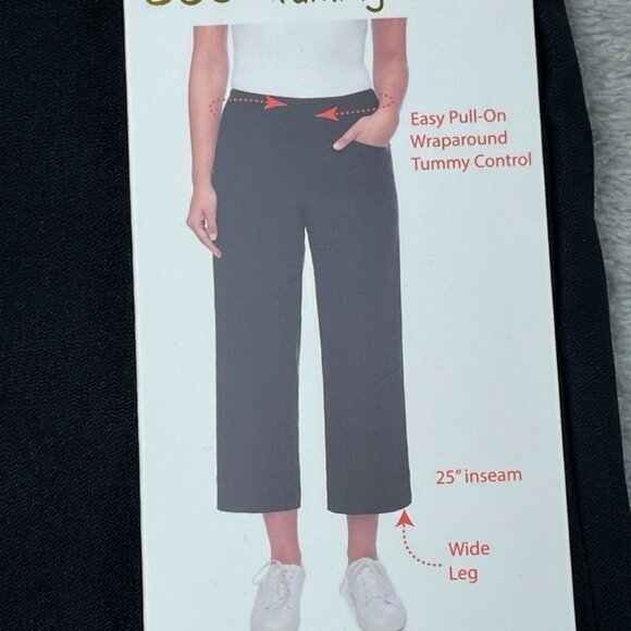 S.C. & Co. Black Wide Leg Pants With Tummy Control Size M 25" Inseam d0434 - Picture 1 of 8